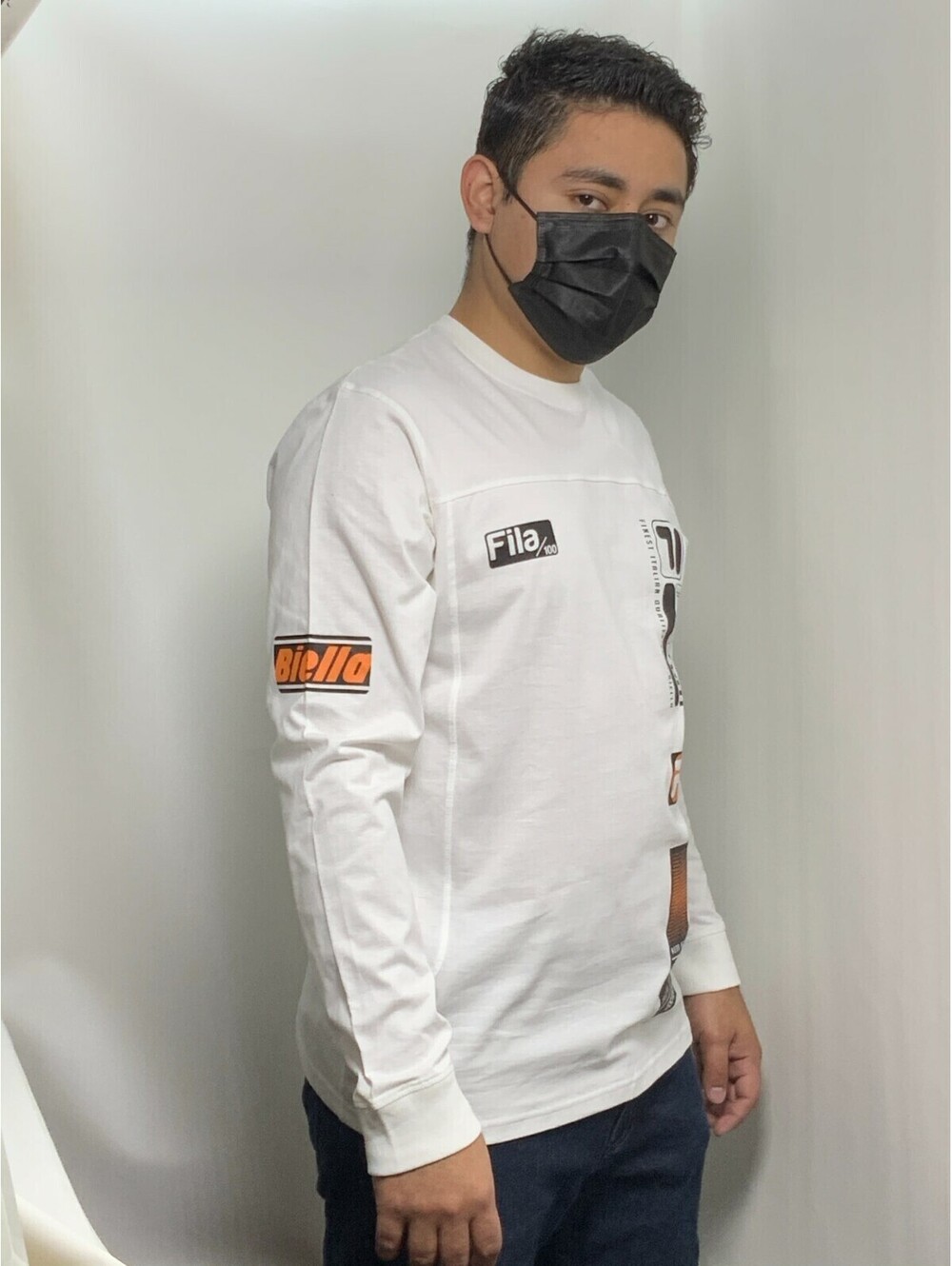 Men's Fila White | Orange Signature Long Sleeve Tee Shirt